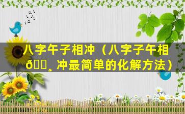 八字午子相冲（八字子午相 🕸 冲最简单的化解方法）